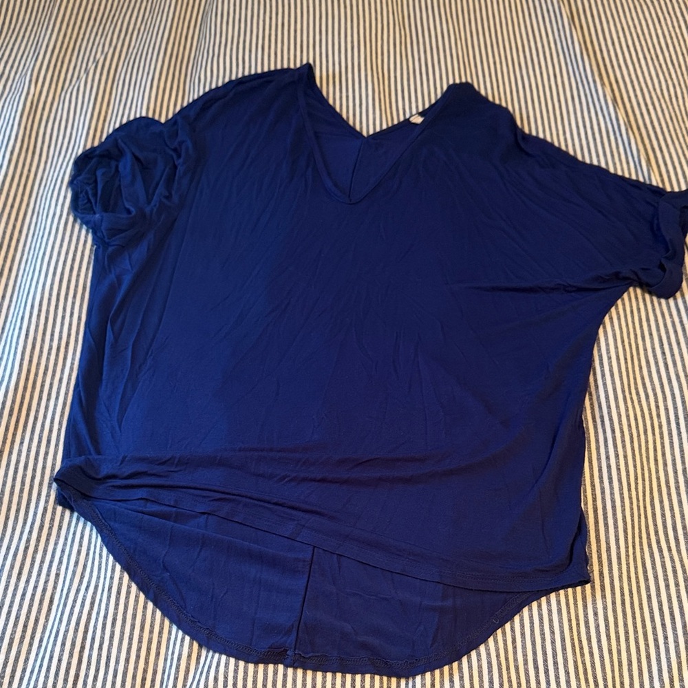 Women's Navy Blue V-Neck Top